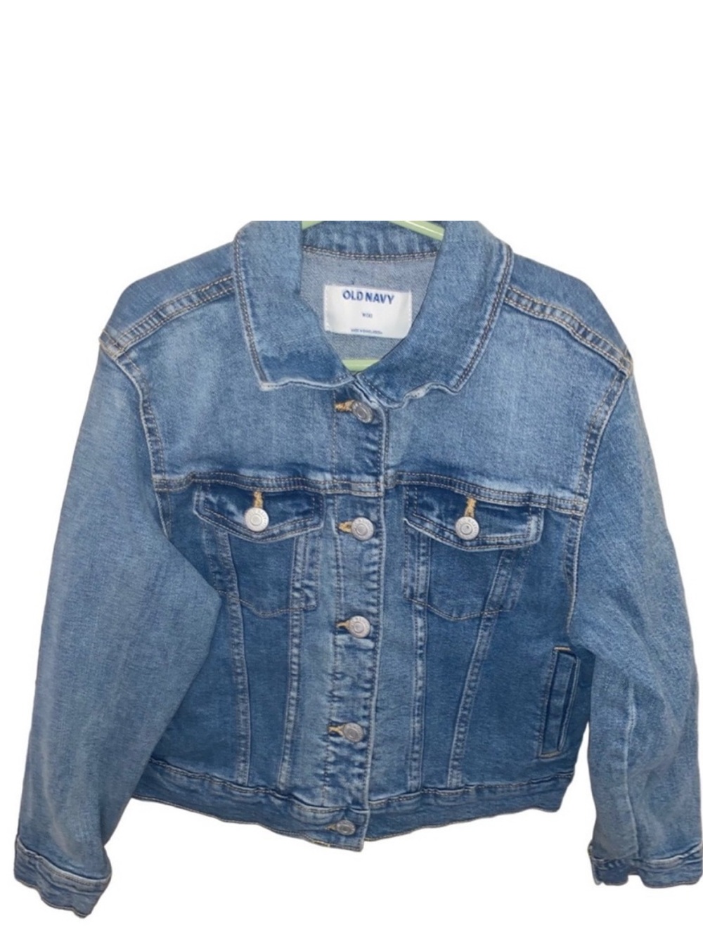 Old Navy Girls Denim Jean Jacket Size 8 Medium Wash Button Front Trucker